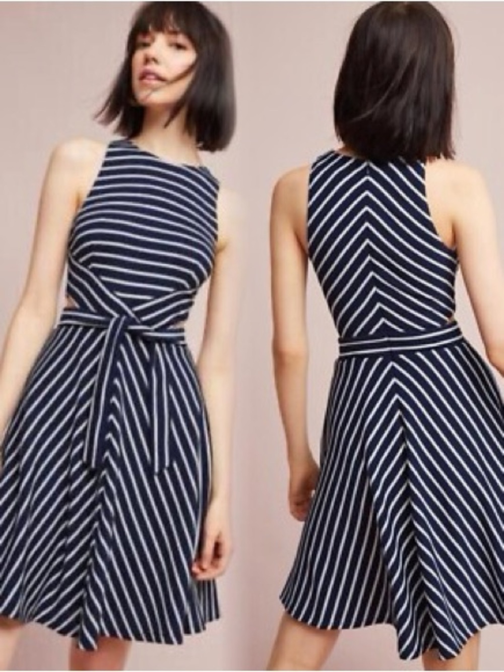 Hutch Anthropologie Kinsley cutout dress Navy Striped (SD2)